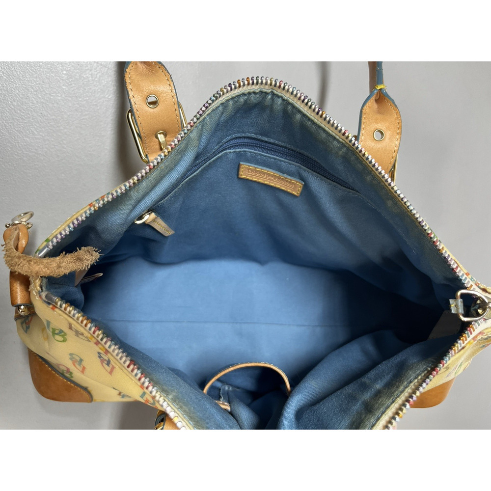 Vintage Dooney & Bourke Multicolor Signature Satchel Rainbow Monogram Print Y2K - Picture 12 of 16